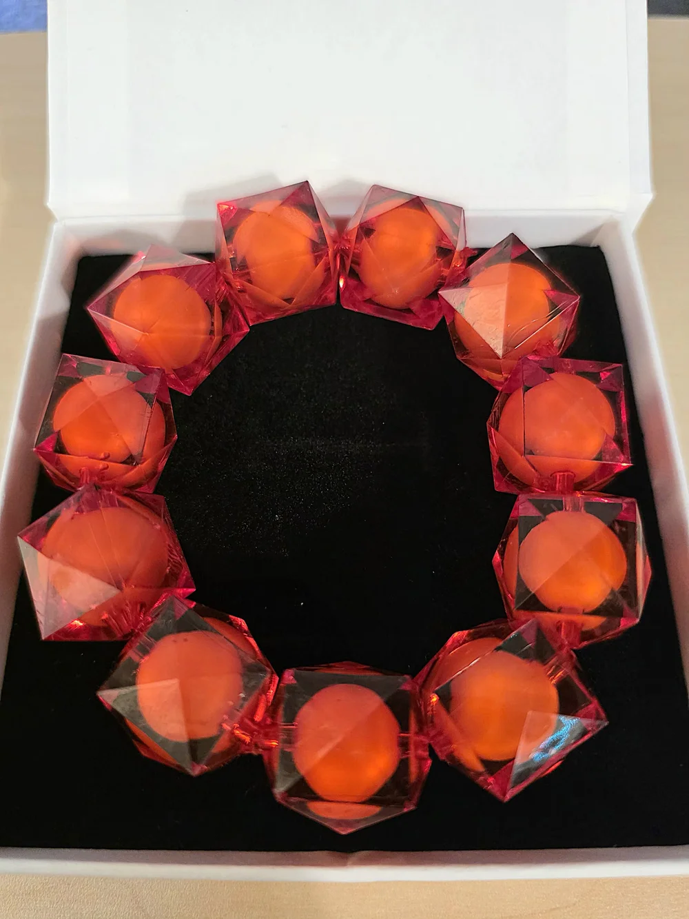 Faceted Red Crystal Bead Stretch Bracelet